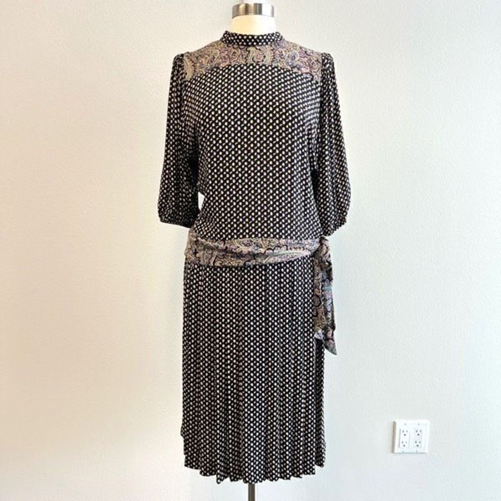Vintage 80s Tarus II Women’s 10 Victorian Tie Midi Dress Cottagecore Floral USA